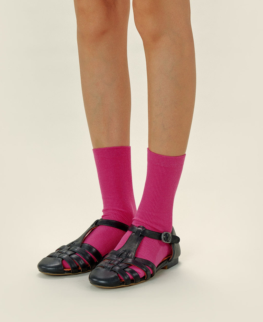 Women's Thin-Ribbed Cotton Socks Breeze - Fuchsia