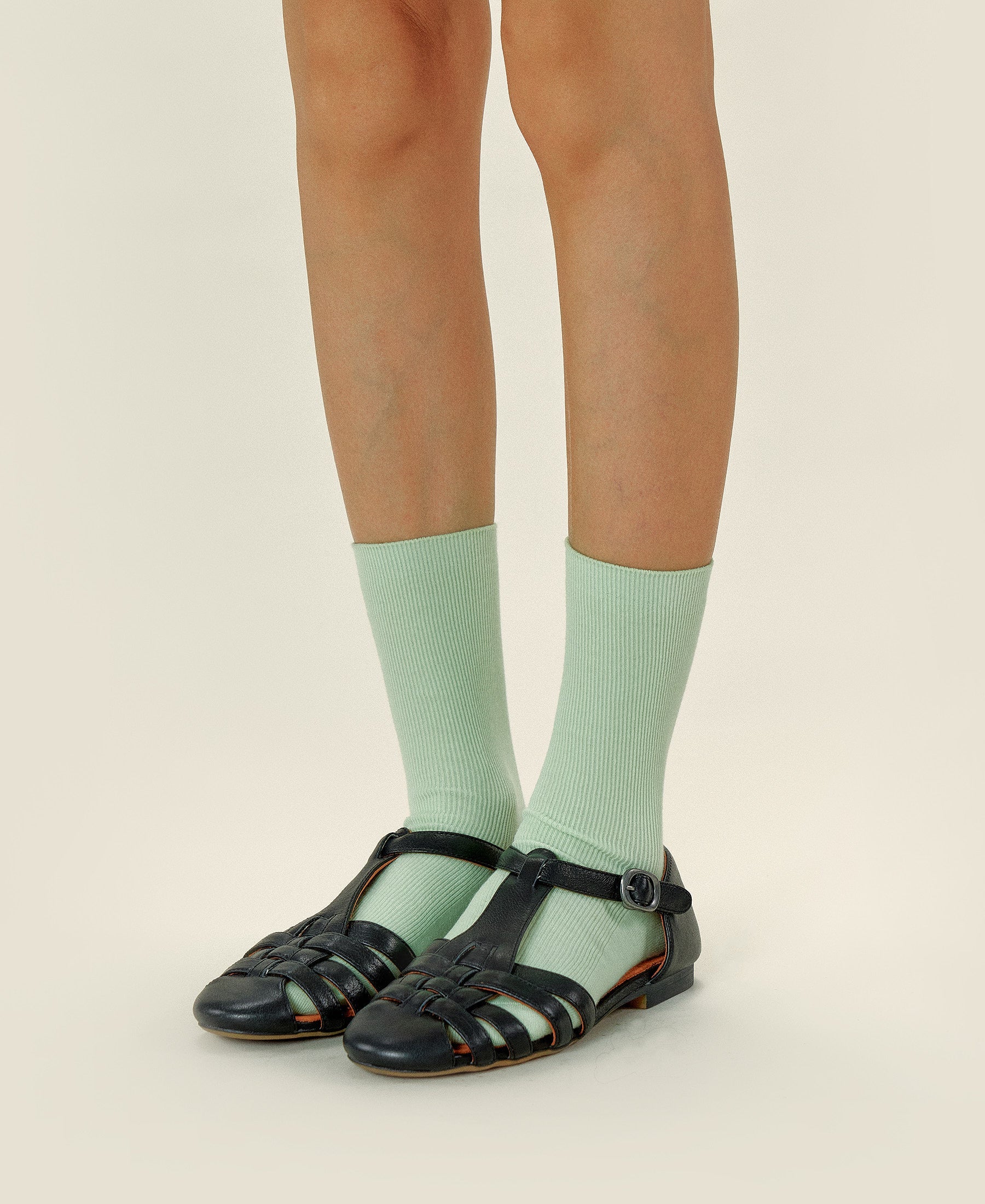 Women's Thin-Ribbed Cotton Socks Breeze - Seafoam