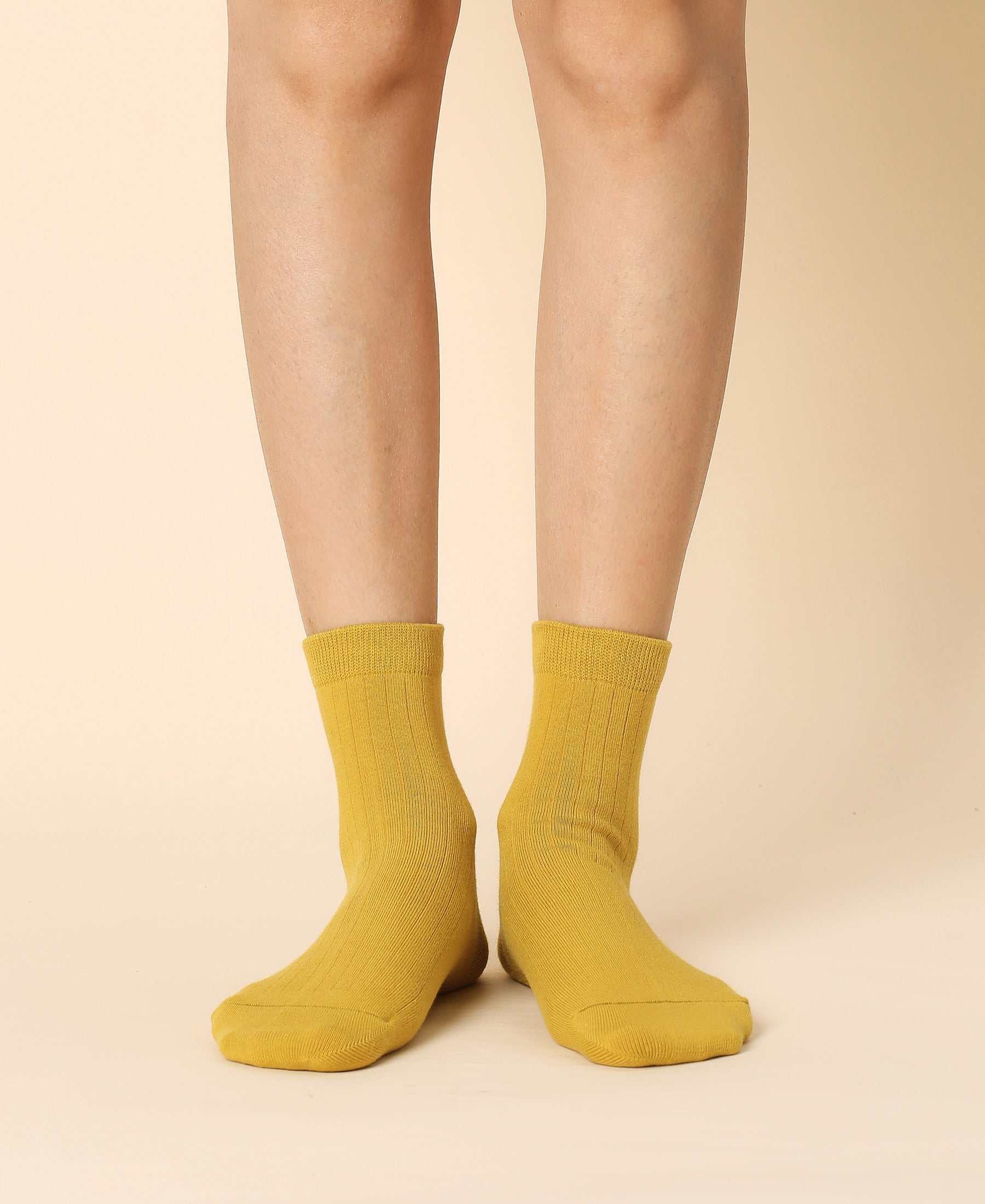 Women's Cotton Ankle Socks Fuji - Mustard